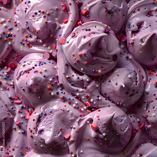 Blueberry Ice Cream Ball with Rainbow Sprinkles Seamless Pattern Design for Backgrounds, Wallpapers, Textile, and Gift Wrap photo