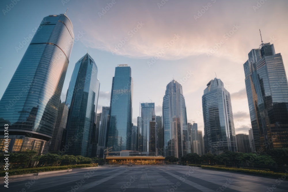 modern skyscraper in big city business district