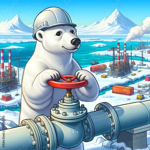 A blank, letterhead for a postcard, an Arctic polar bear oilman.	
