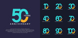 anniversary logotype vector set with blue and yellow color for special celebration day