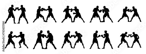 Boxer fight silhouettes set, large pack of vector silhouette design, isolated white background. © FutureFFX