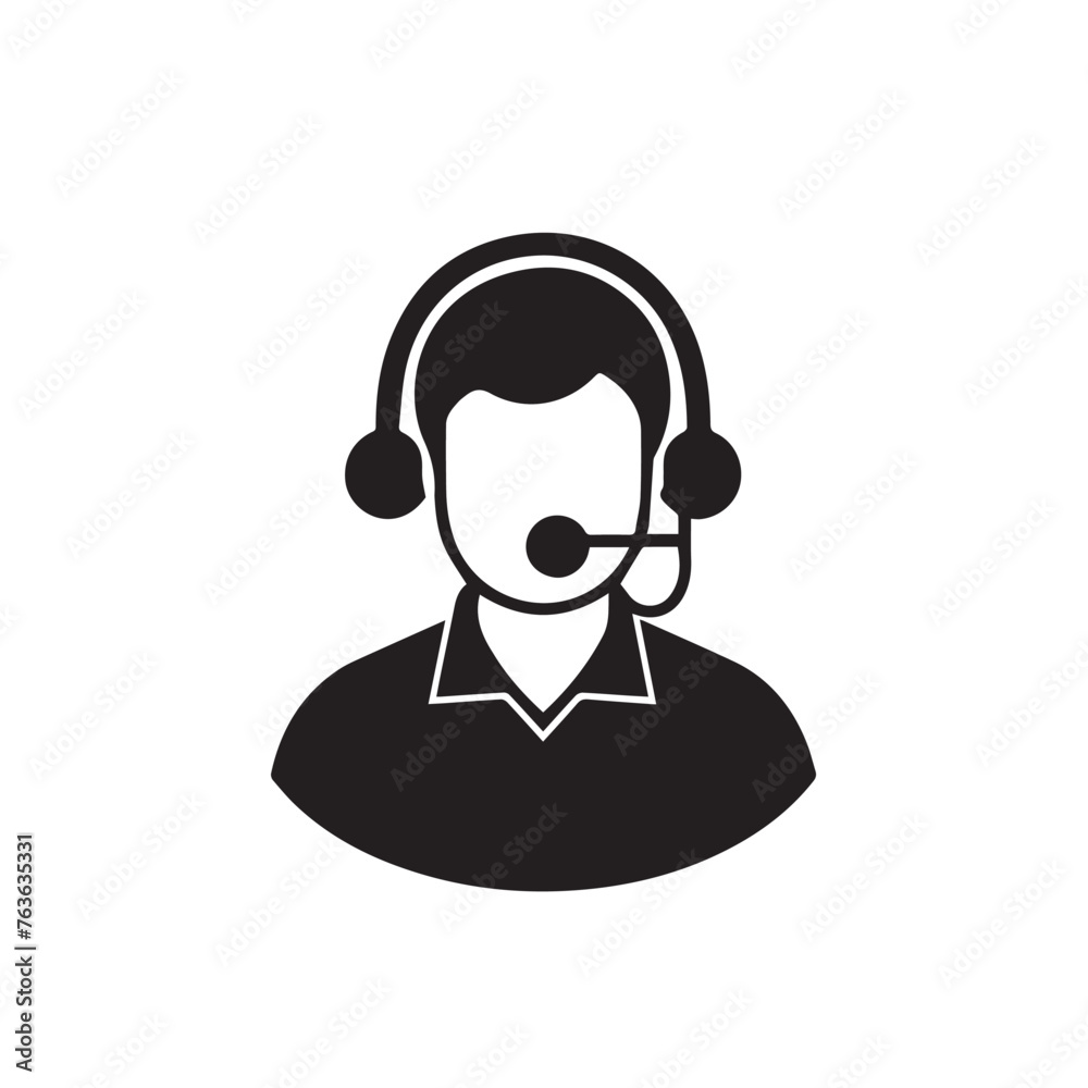 Call center customer service in cartoon, doodle style . Image for t-shirt, web, mobile apps and ui. Isolated 2d vector illustration in logo, icon, sketch style, Eps 10, black and white. AI Generative