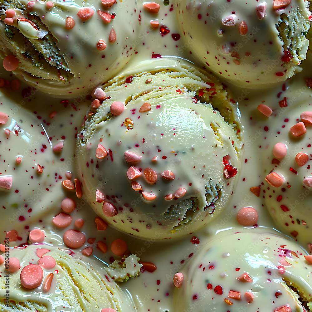 Pistachio Ice Cream Ball with Rainbow Sprinkles Seamless Pattern Design for Backgrounds, Wallpapers, Textile, and Gift Wrap Pistachio Ice Cream Ball with Rainbow Sprinkles Seamless Pattern Design for Backgrounds, Wallpapers, Textile, and Gift Wrap