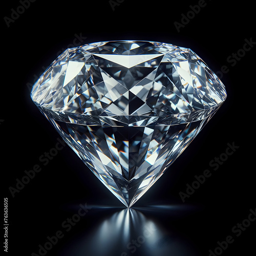 diamond on black background  diamond  crystal  jewelry  brilliant  jewel  stone  luxury  gem  blue  gems  isolated  gemstone  clear  3d  black  Ai generated 