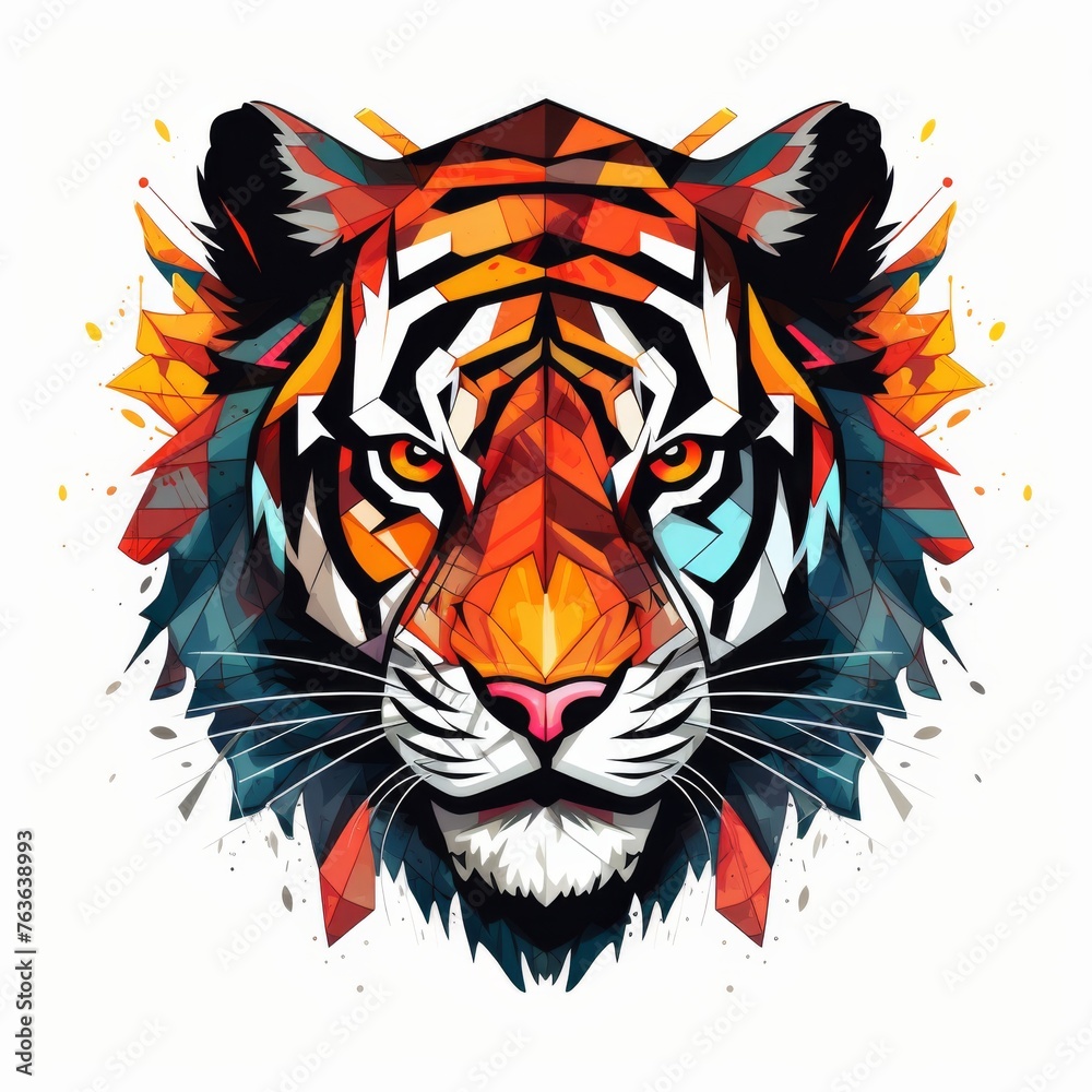 A tiger head isolated on white background. Drawing of a tiger's head. Tiger logo design illustration A tiger head isolated on white background. Drawing of a tiger's head. Tiger logo design illustration
