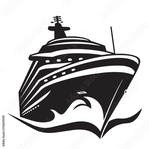 Elegant cruise ship in cartoon, doodle style . Image for t-shirt, web, mobile apps and ui. Isolated 2d vector illustration in logo, icon, sketch style, Eps 10, black and white. AI Generative