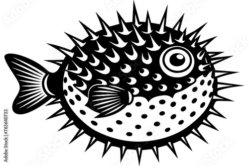 porcupine fish vector silhouette photo