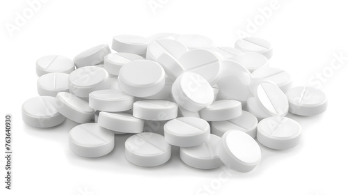isolated white pills on white background