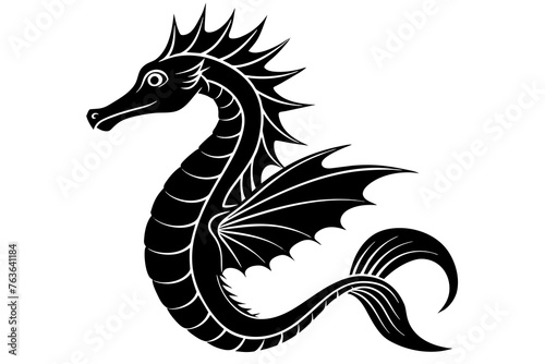 sea dragon silhouette vector illustration