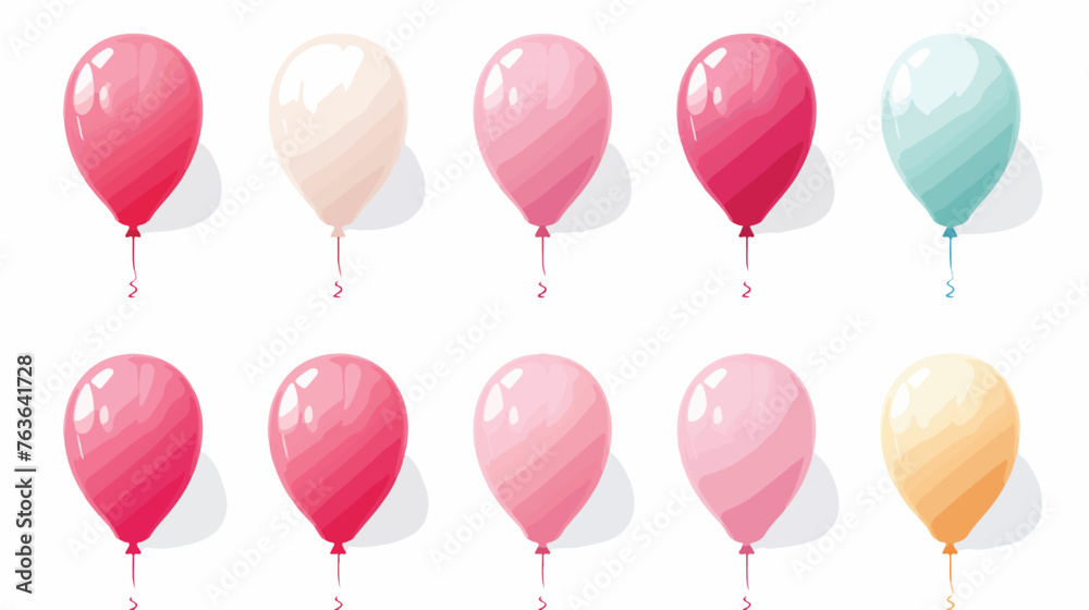 Deflated rubber balloons set flat vector 