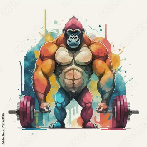 red white black modern style minimalist lines of a strong muscle pose strong body builder anatomy man at gym with bundle Doing exercises in all body positions using different gym equipment