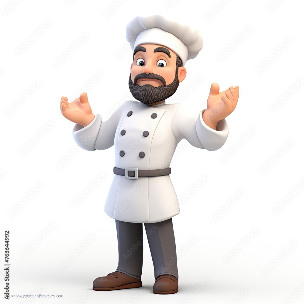 3d cartoon chef isolated on white background 3d cartoon chef isolated on white background