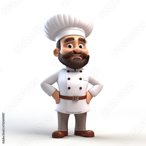 3d cartoon chef isolated on white background