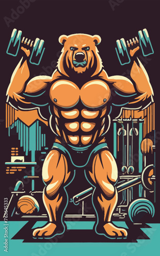 red white black modern style minimalist lines of a strong muscle pose strong body builder anatomy man at gym with bundle Doing exercises in all body positions using different gym equipment