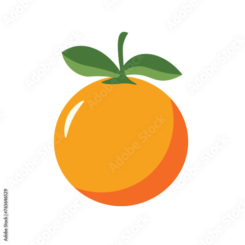 Simple orange fruit icon vector image, tangerine or clementine orange with leaves