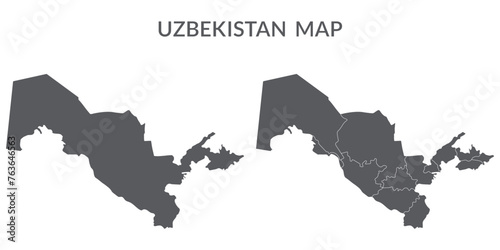 Uzbekistan map. Map of Uzbekistan in grey set