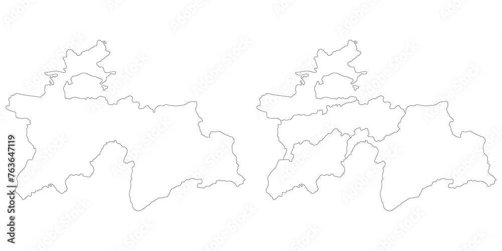 Tajikistan map. Map of Tajikistan in white set