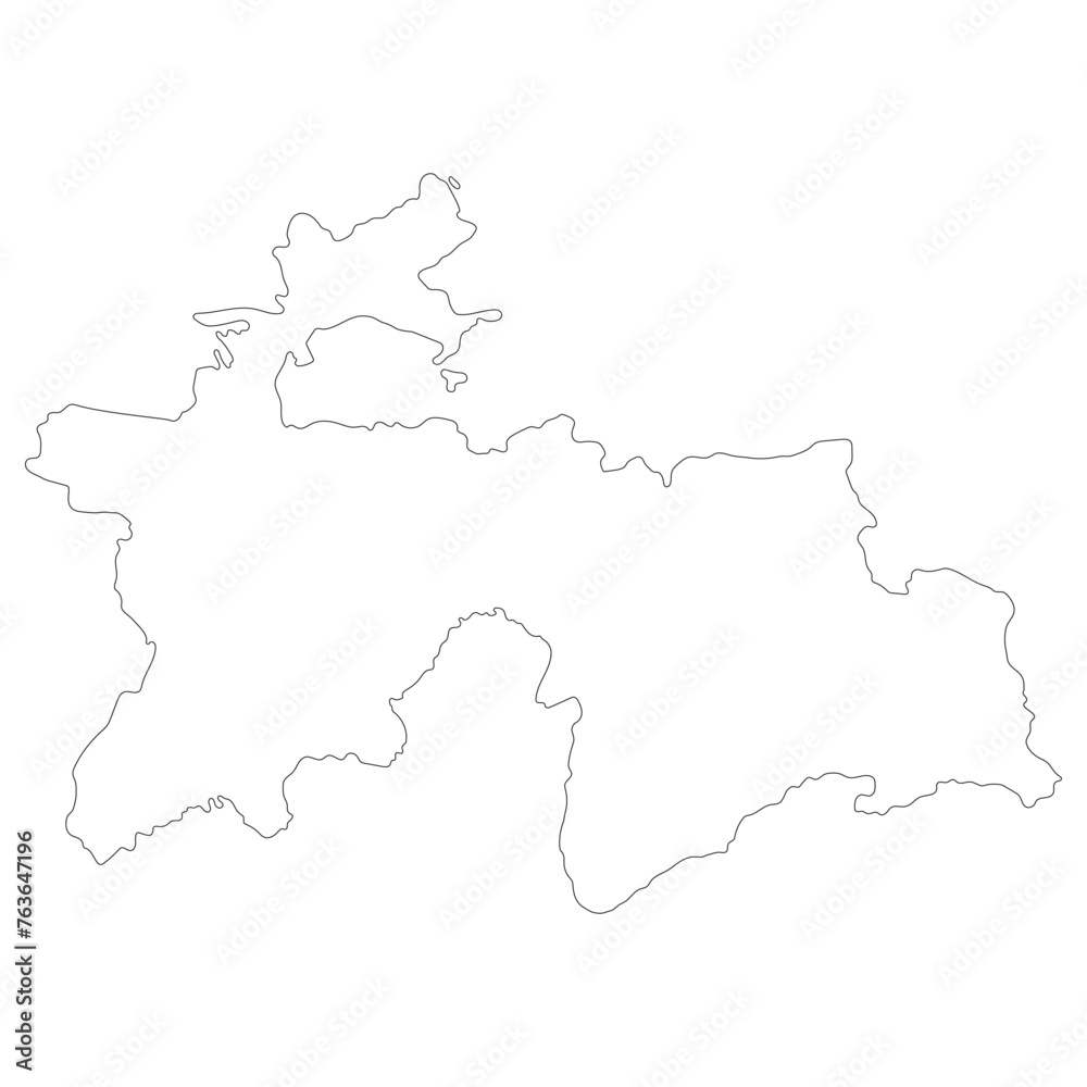 Tajikistan map. Map of Tajikistan in white color