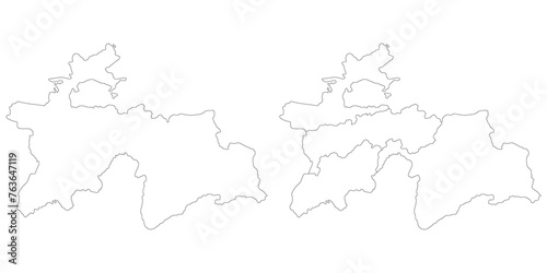 Tajikistan map. Map of Tajikistan in white set