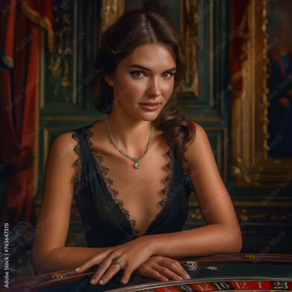 woman playing gambling at the casino