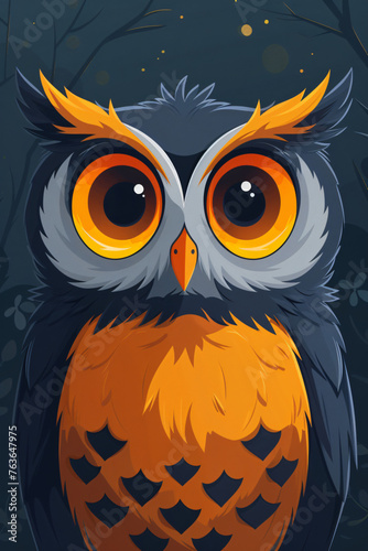 A cute and interesting owl with big, round eyes.
