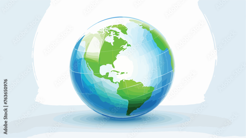 Green and blue Globe logo glossy base 3d rendering
