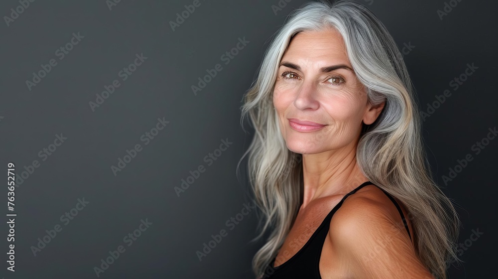 Elegance in Age: Portrait of a Graceful Silver-haired Woman Elegance in Age: Portrait of a Graceful Silver-haired Woman
