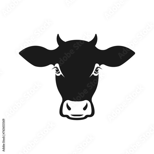Cow icon flat style isolated on white background. Vector illustration