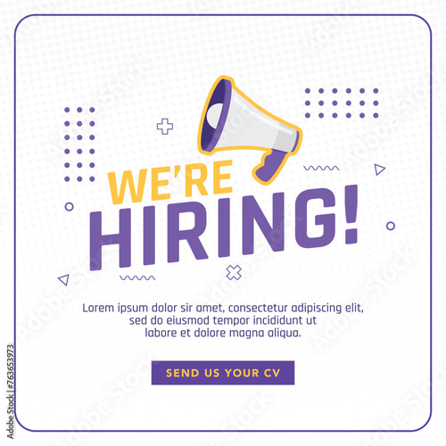 Job vacancy advertising template, hiring banner, poster, social media, flyer illustration