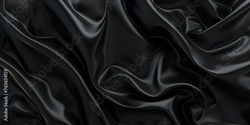 Smooth waves of dark silk, illustrating opulence, perfect for elegant backgrounds in fashion and design.