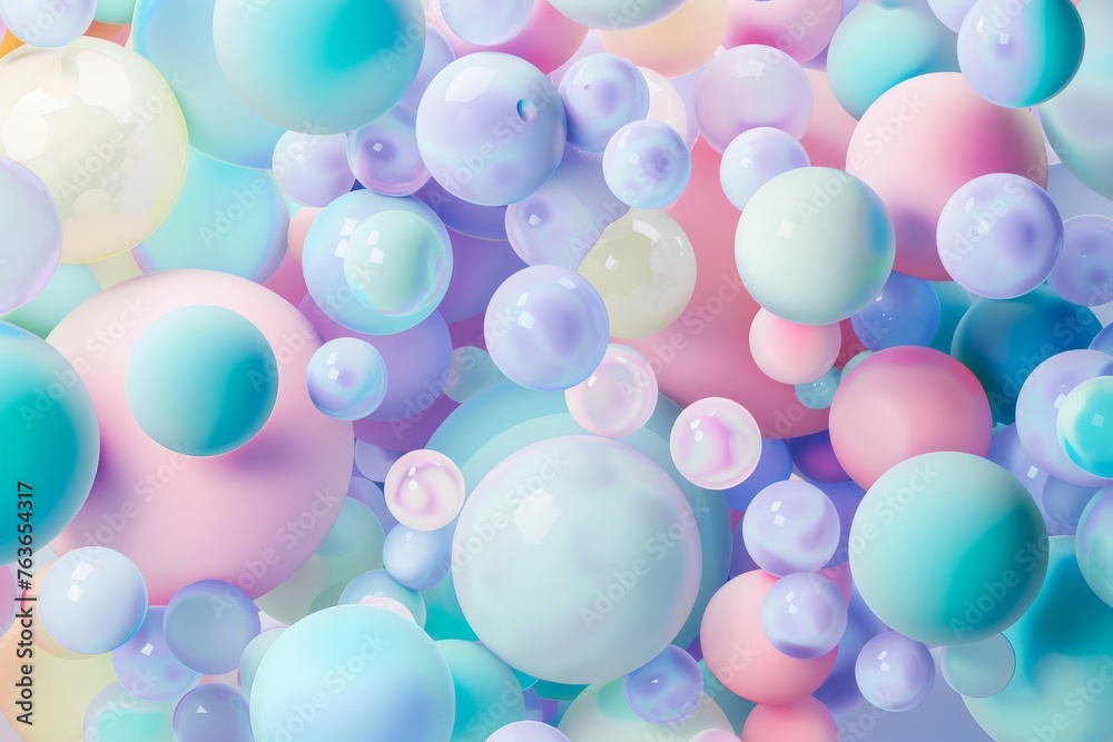A whimsical array of pastel-colored bubbles creates a playful and dreamy abstract background.