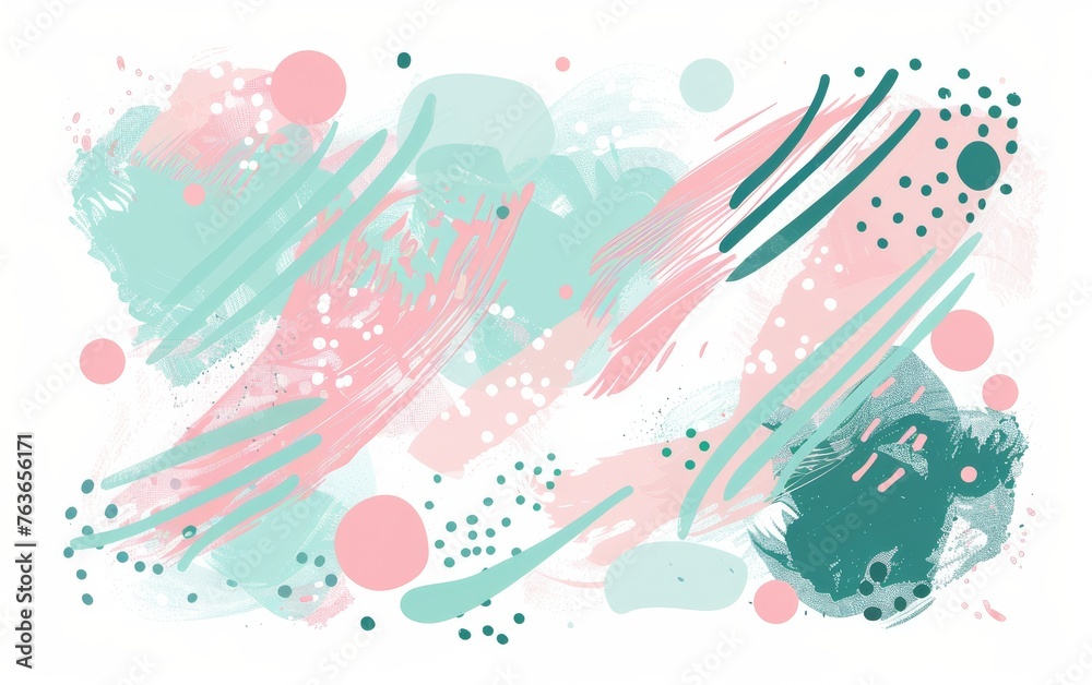 Vivid abstract expressionism with turquoise and pink splashes on a digital canvas.