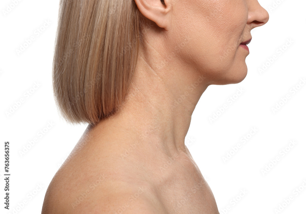 Woman with healthy skin on white background, closeup Woman with healthy skin on white background, closeup