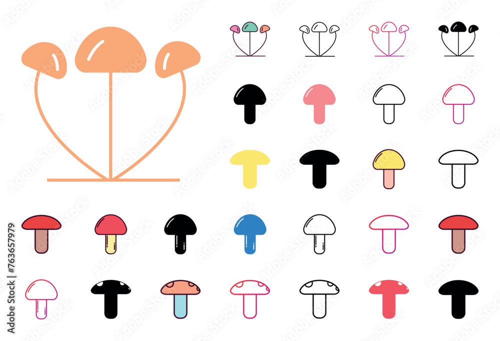 Mushroom Icon Set Vector Illustration Mushroom Icon Set Vector Illustration