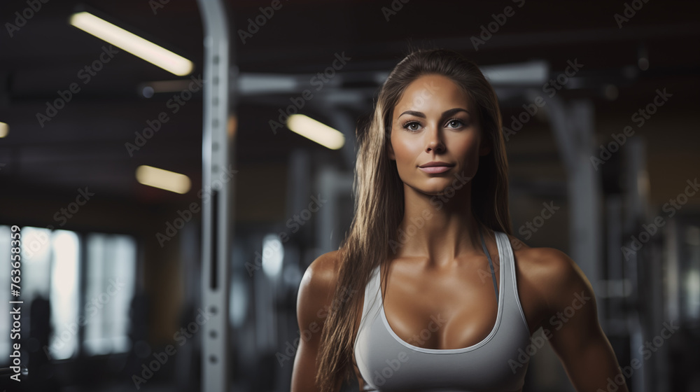 Focused Fitness Woman Training at the Gym