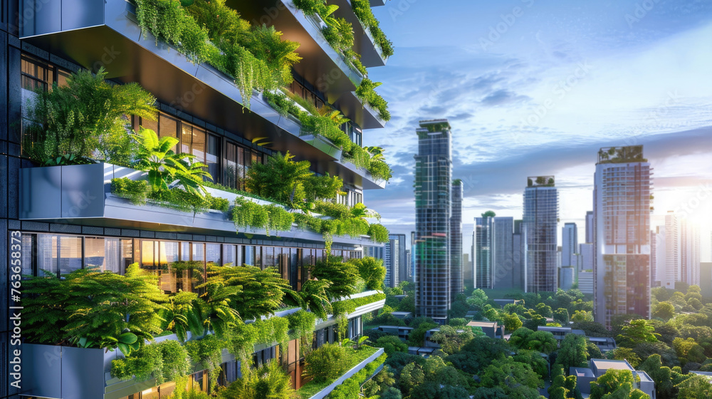 Innovative urban landscape prioritizing green energy solutions, highlighting sustainable development. Cutting-edge technology and eco-friendly infrastructure abound Innovative urban landscape prioritizing green energy solutions, highlighting sustainable development. Cutting-edge technology and eco-friendly infrastructure abound