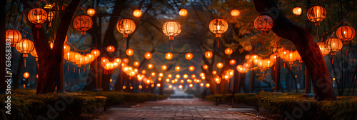 lights in the night, Magic Lanterns Transforming the Park into a Fabulous Realm