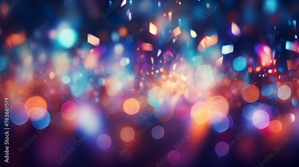 Abstract vibrant bokeh lights with blurred effect background. Festive backdrop for design and creative projects.