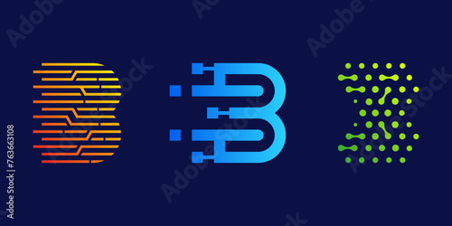 inspiration for the letter B technology logo design, for business, digital, technology, media, crypto