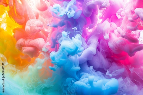 Ethereal clouds of ink flow in water, portraying a symphony of pastel hues in a dreamlike scenario.