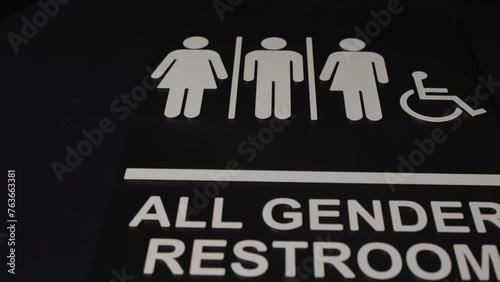 All gender restroom sign on dark background photo