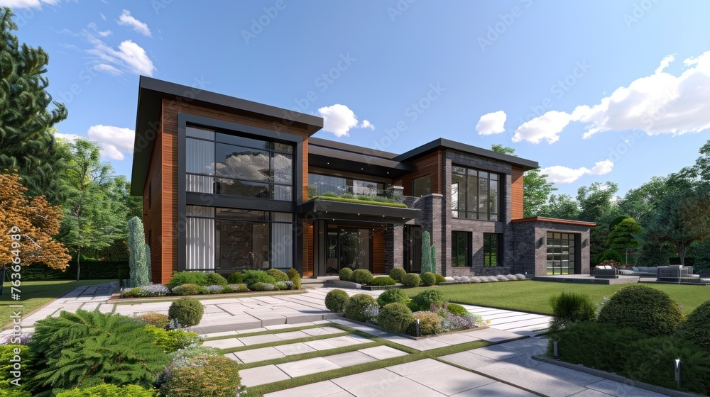 3D render of a two story house project