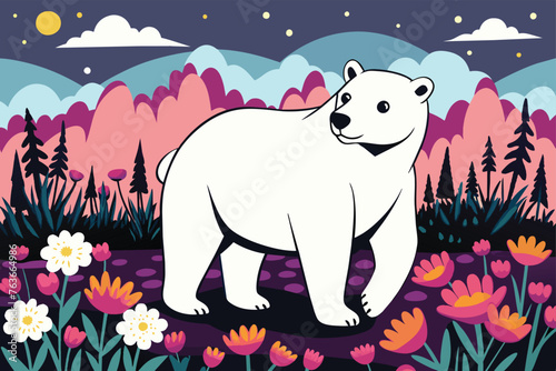 a-delightful-and-adorable-polar-bear-walking-in.eps