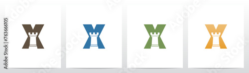 Rook Chess Piece on Letter Initial Logo Design X