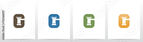 Rook Chess Piece on Letter Initial Logo Design G
