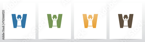 Rook Chess Piece on Letter Initial Logo Design W