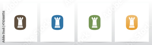 Rook Chess Piece on Letter Initial Logo Design O