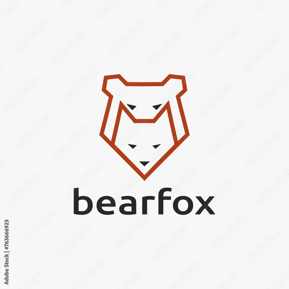 Abstract minimalist line art geometric bear and fox logo icon vector template on white background Abstract minimalist line art geometric bear and fox logo icon vector template on white background