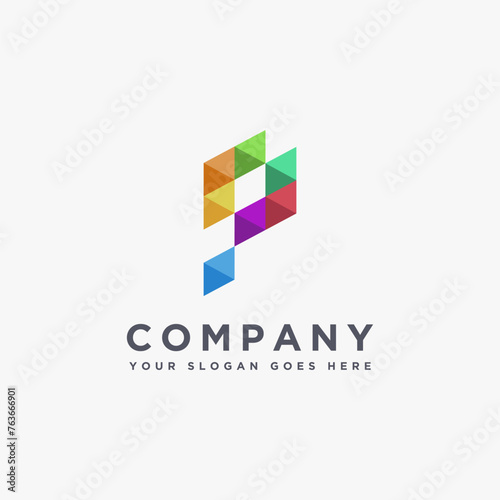 Free Download Modern abstract colorful letter P logo icon vector template on white background - GFXLoad