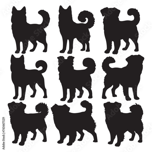 Isolated dogs on the white background. Dogs silhouettes. Vector EPS 10.	